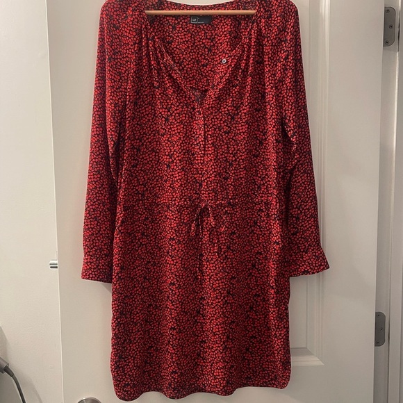 GAP Dresses & Skirts - GAP Vibrant Red and Black Patterned Long Sleeve Dress